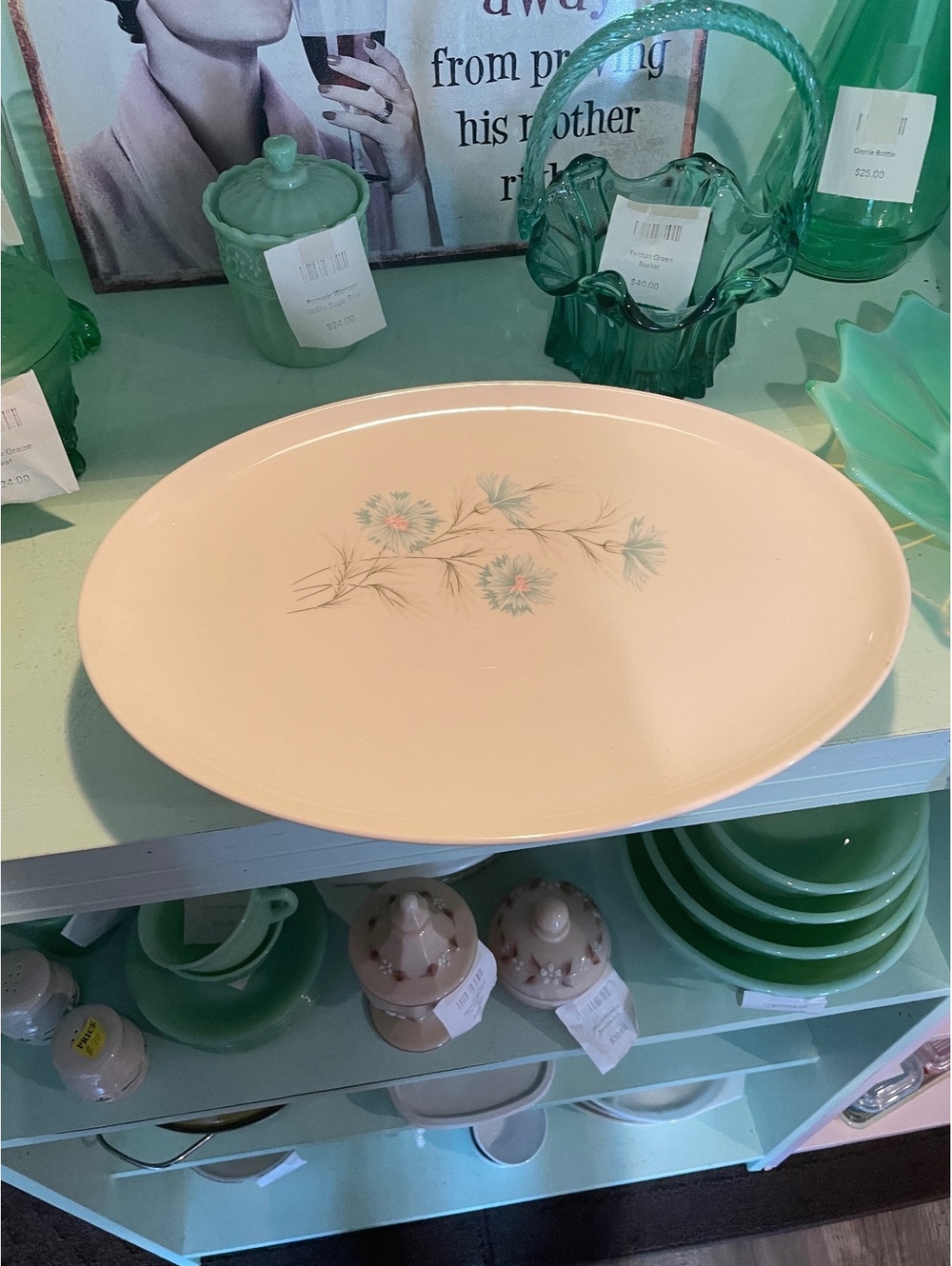 Vintage Taylor Smith Ever Yours Boutonniere China Floral MCM 13" Platter